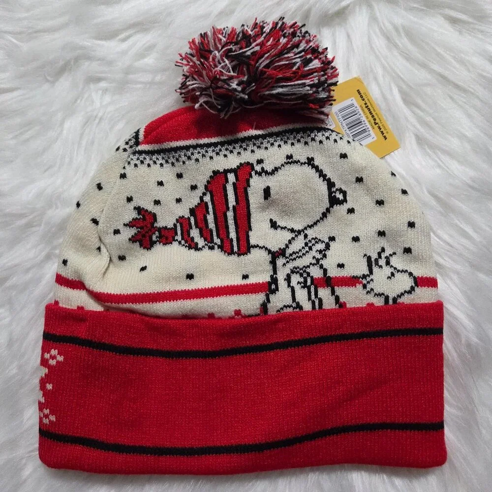 Peanuts Snoopy & Woodstock PomPom Beanie Winter Hat